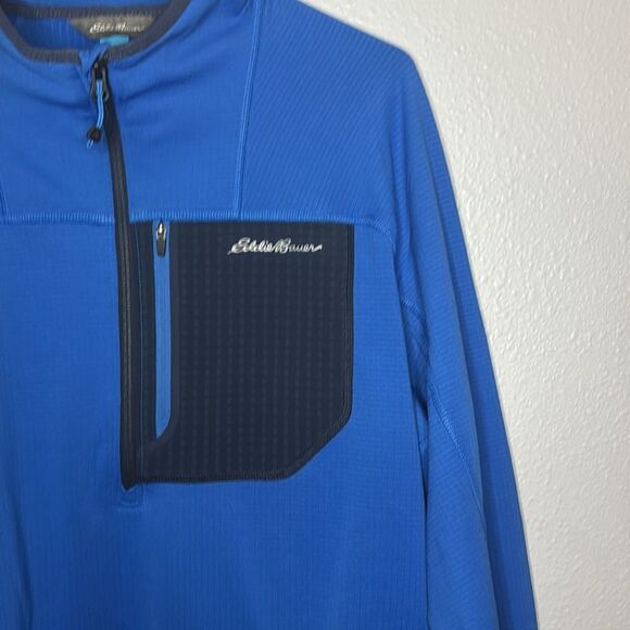 Eddie Bauer Royal Blue Waffle Print 1/2 Zip Pullover Size Large - Picture 3 of 10